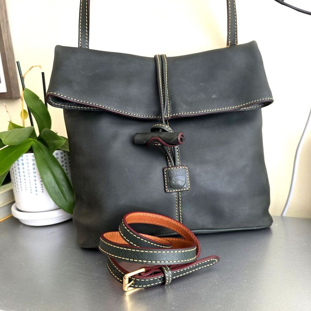 Dooney & Bourke Toggle Crossbody Bag Green Xtra Strap EUC Florentine Leather